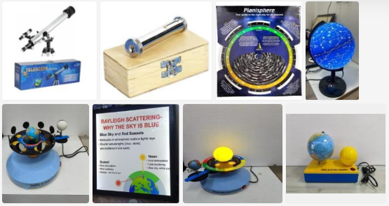 Professional telescope with constellation overlay showing educational astronomy tools