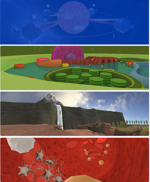 Modern VR headset and motion controllers for educational use