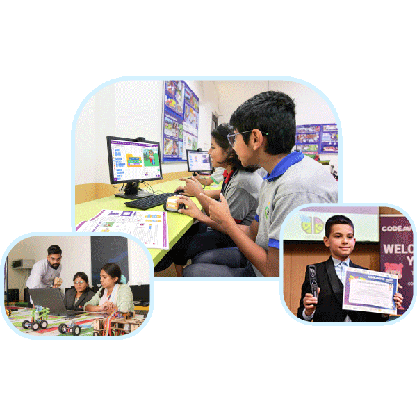 Isometric view of Next-Gen AI and Robotics lab with interactive learning stations